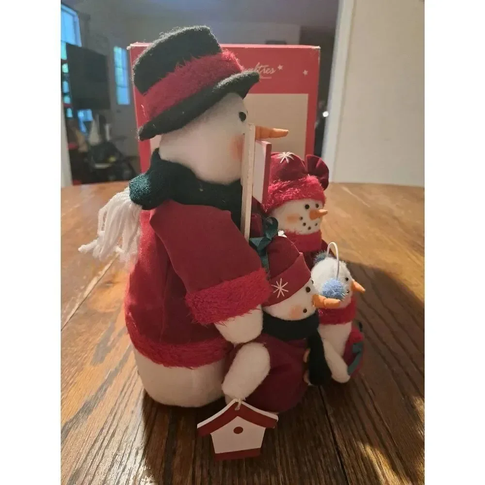 Vintage JC Penney Holiday Novelties Snowman Family Fabric Figurine Christmas